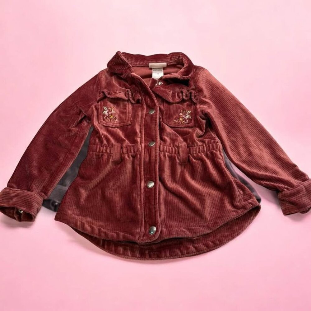 Little‎ Lass Deep Dusty Rose/Rust Colored Soft Corduroy Toddler Jacket-Size 3T